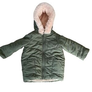 First Impressions Hooded Puffer Winter Coat Faux Fur Lining 24M